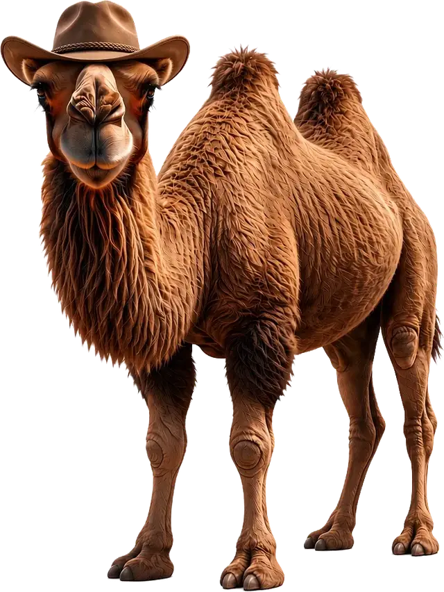The Fast Leader Show camel mascot in a cowboy hat